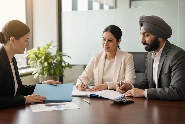 Business meeting signing agreement