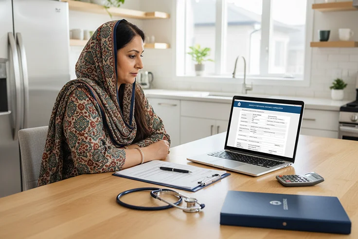 Woman applying for life insurance online